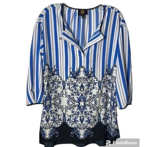 NWOT Adrienne Vittadini blouse,tunic,Small, boho,fun,stripes,colorful,office